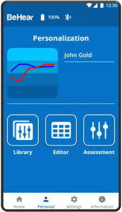 BeHear Personalization Screen