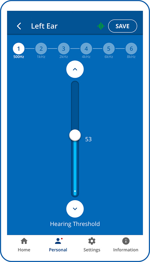 Performing the basic hearing assessment in the Wear & Hear app will personalize your headset to match your unique hearing profile.